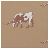 Longhorn Steer Western Print Fabric Stof (Close Up)