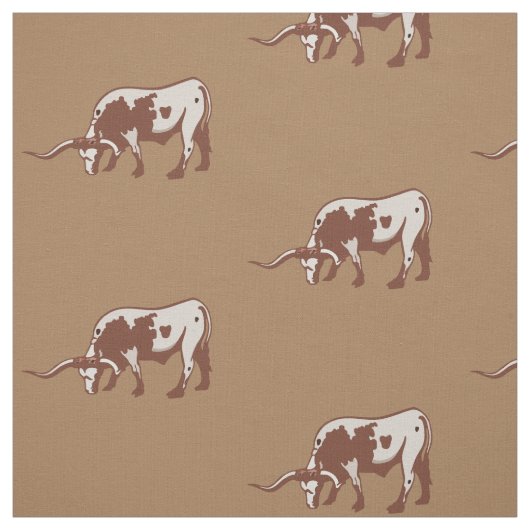 Longhorn Steer Western Print Fabric Stof (Swatch)