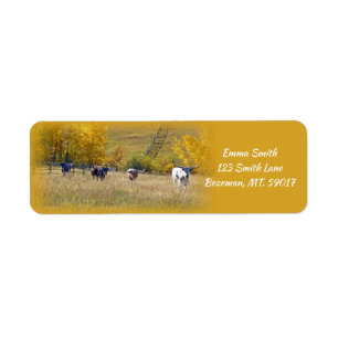Longhorn Steers retouradres Etiket