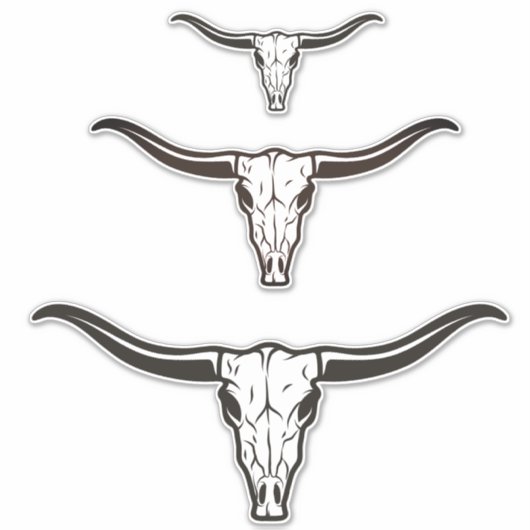 Longhorn triple stack schedel stickers (Voorkant)