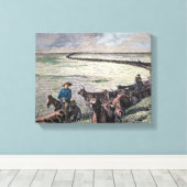 Longhorn, vee, van Texas naar Abilene, Kansa Canvas Afdruk (Insitu (Houten vloer))