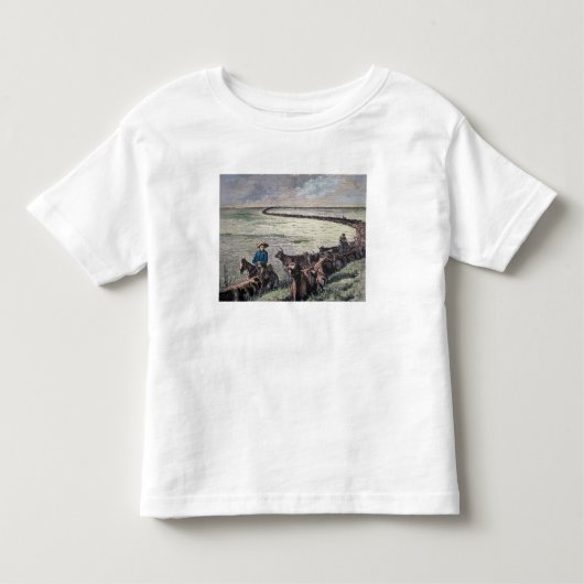 Longhorn, vee, van Texas naar Abilene, Kansa Kinder Shirts (Voorkant)