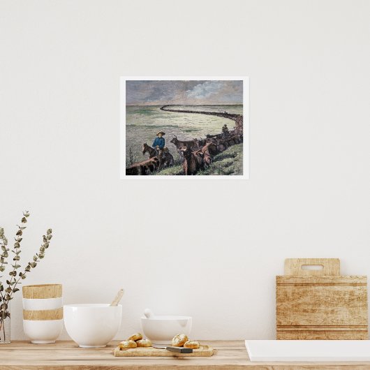 Longhorn, vee, van Texas naar Abilene, Kansa Poster (Keuken)