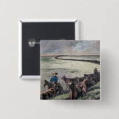 Longhorn, vee, van Texas naar Abilene, Kansa Vierkante Button 5,1 Cm (Voorkant /achterkant)