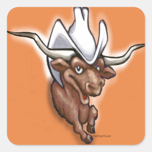 Longhorn Vierkante Sticker