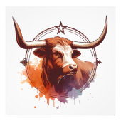 Longhorn Wall Art Foto Vergroting Afdruk (Voorkant)