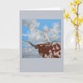 Longhorn wenskaart kaart (Gele Bloem)