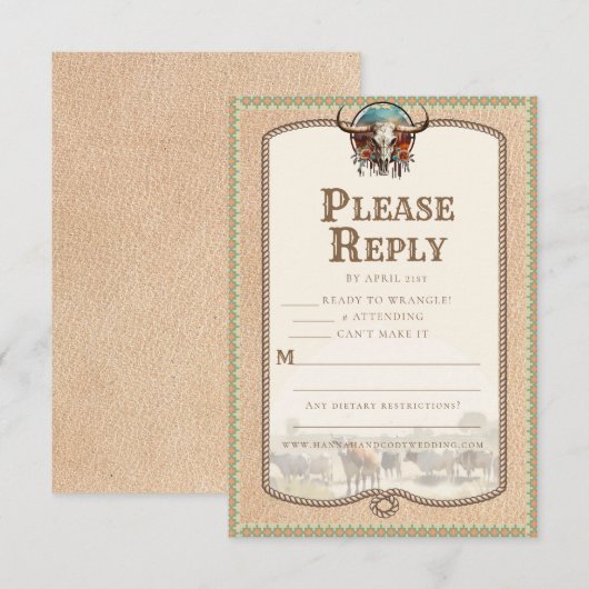 Longhorn Western antwoord Kaart (Voorkant / Achterkant)