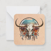 Longhorn Western Bruiloft Info Kaart Notitiekaartje (Achterkant)