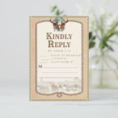Longhorn Western Ranch Wedding Reply Card (Staand voorkant)