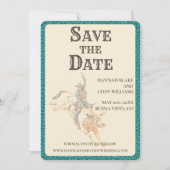 Longhorn Western Ranch Wedding Save the Date Card (Voorkant)