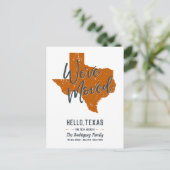 Longhorns Burnt Sinaasappel We hebben ons verplaat Aankondigingskaart (Staand voorkant)