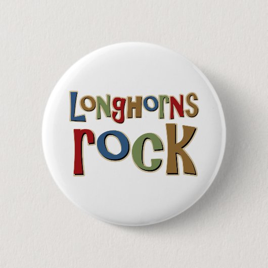Longhorns Rock Ronde Button 5,7 Cm (Voorkant)