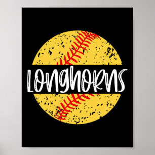 Longhorns Softbal Team Mascotte School Spirit Weds Poster
