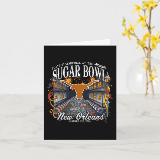 Longhorns Sugar Bowl 2024 GVB Semi Football Nola Kaart (Gele Bloem)