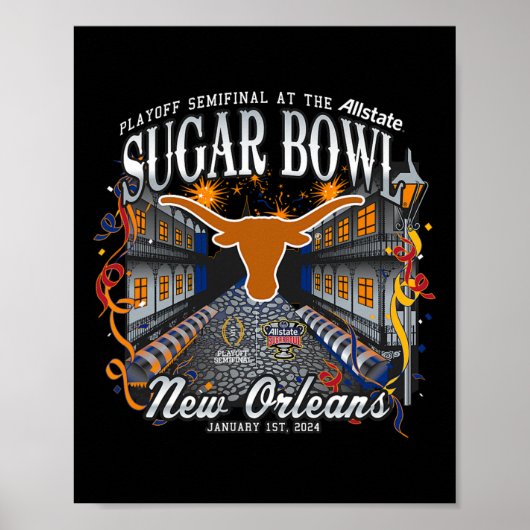 Longhorns Sugar Bowl 2024 GVB Semi Football Nola Poster (Voorkant)