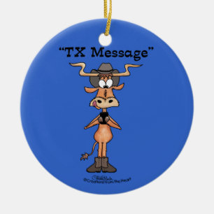 Longhorn's TX-bericht voor Kerstmis Keramisch Ornament