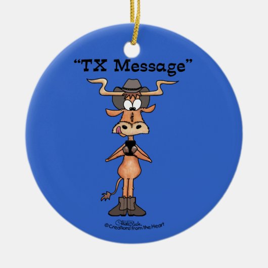 Longhorn's TX-bericht voor Kerstmis Keramisch Ornament (Voorkant)