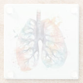 Longjes, ademend als een boom in de waterverf glazen onderzetter (Achterkant)