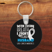 Longkanker bewustzijn Elke adem vecht ik met mijn Sleutelhanger (Voorkant)
