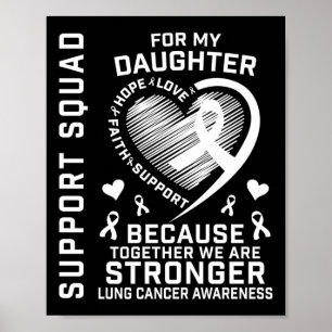 Longkanker bewustzijn Shirten Dochter Ribbon Famil Poster