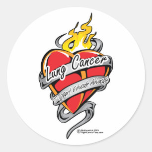 Longkanker Tattoo hart Ronde Sticker