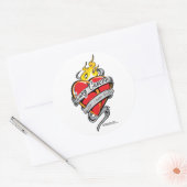 Longkanker Tattoo hart Ronde Sticker (Envelop)