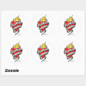 Longkanker Tattoo hart Ronde Sticker (Vel)