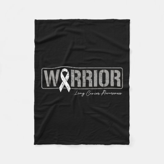 Longkanker Warrior Longkanker Awareness White Ri Fleece Deken (Voorkant)