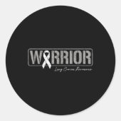 Longkanker Warrior Longkanker Awareness White Ri Ronde Sticker (Voorkant)