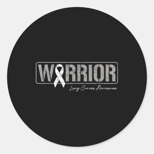 Longkanker Warrior Longkanker Awareness White Ri Ronde Sticker (Voorkant)