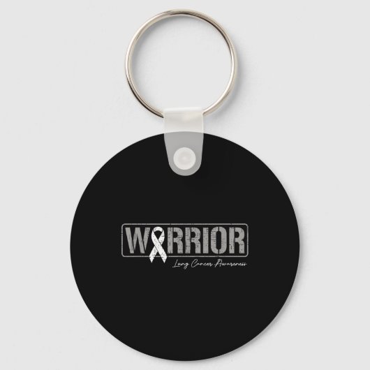 Longkanker Warrior Longkanker Awareness White Ri Sleutelhanger (Voorkant)