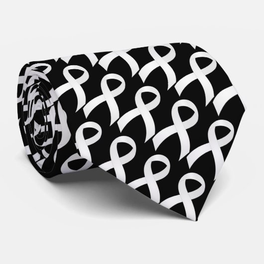 Longkanker - Wit Lint Stropdas (Opgerold)