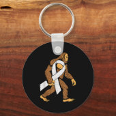 Longkankerbewustzijn Bigfoot Witte Lint Steun M Sleutelhanger (Voorkant)