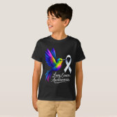Longkankerbewustzijn Overlevende Vogelontwerp T-shirt (Voorkant volledig)