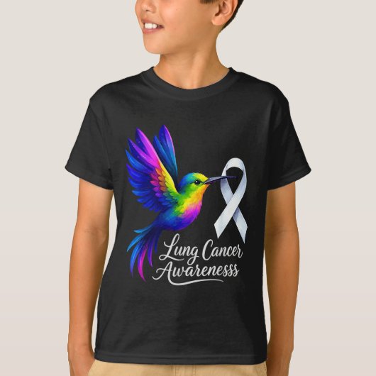 Longkankerbewustzijn Overlevende Vogelontwerp T-shirt (Voorkant)