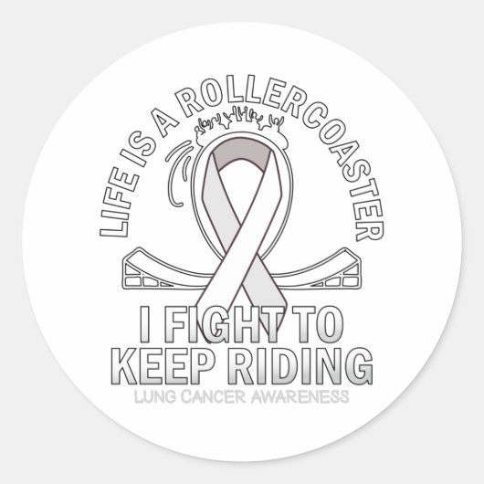 Longkankerbewustzijn witte lint ronde sticker (Voorkant)