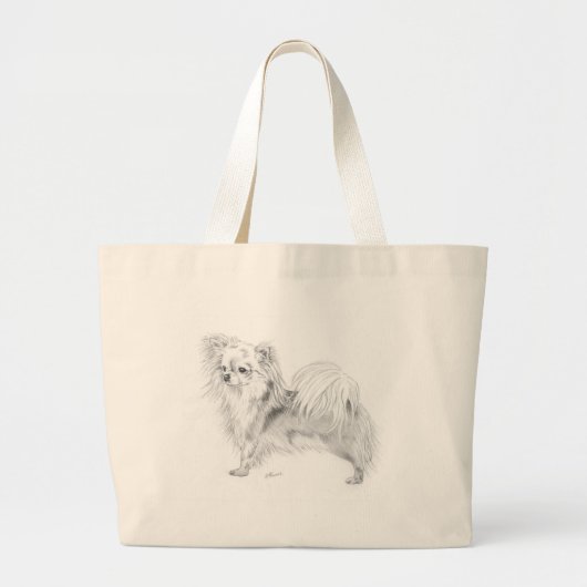 Longmantel chihuahua - staande grote tote bag (Voorkant)