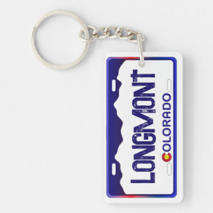 Longmont Colorado blauw licentie bord sleutelhange Sleutelhanger