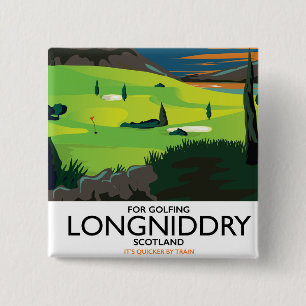 Longniddry Schotland Golf reisposter Vierkante Button 5,1 Cm