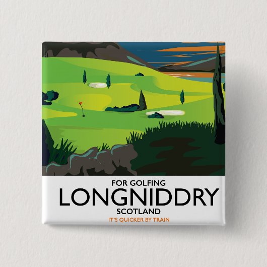Longniddry Schotland Golf reisposter Vierkante Button 5,1 Cm (Voorkant)