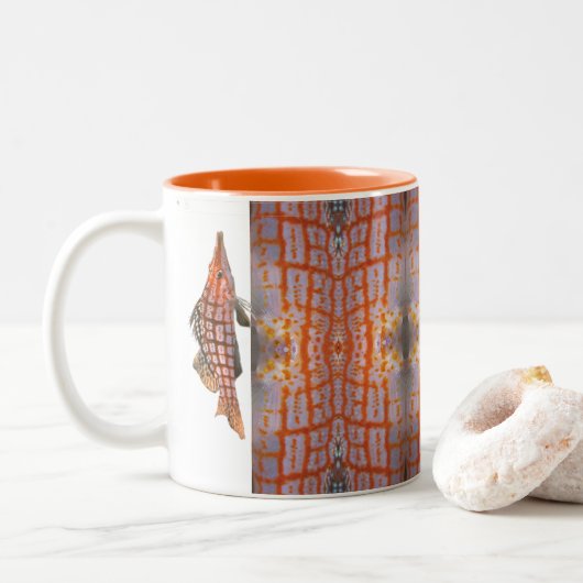 "Longnose Hawkfish II"-keramische koffie Mok (Met donut)