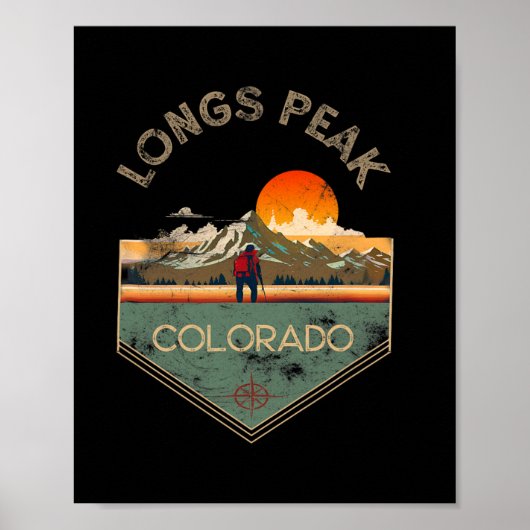 Longs Peak Retro Vintage Wandelkleding Longs Peak Poster (Voorkant)