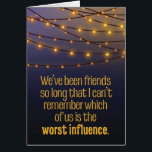 Longtime Friends Funny Birthday Card<br><div class="desc">De kunst van het Hoesje kenmerkt trendy high-resolution koordlichten op een donkerblauwe achtergrond.</div>