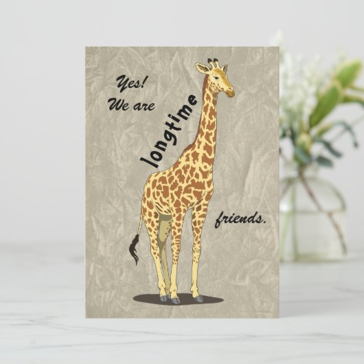 Longtime friends - with Giraffe image Feestdagenkaart (Staand voorkant)
