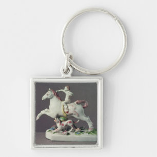 Longton Hall figuur van Cupid die op een paard rij Sleutelhanger