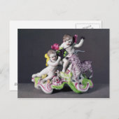 Longton Hall groep, twee putti met geit, c.1755 Briefkaart (Voorkant / Achterkant)