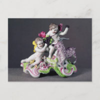 Longton Hall groep, twee putti met geit, c.1755