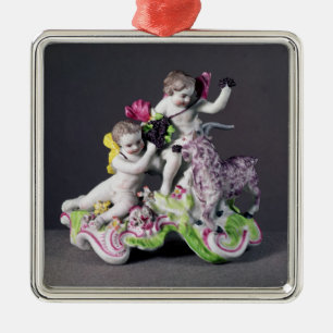 Longton Hall groep, twee putti met geit, c.1755 Metalen Ornament