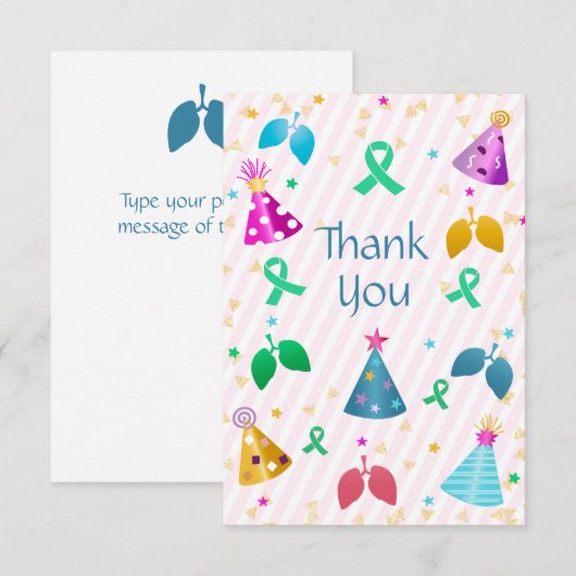 Longtransplantaat roze streep bedankkaart (Voorkant / Achterkant)